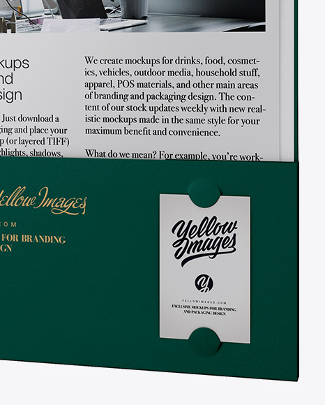 Kraft Folder with Papers and Envelope Mockup - Half Side View document 40813