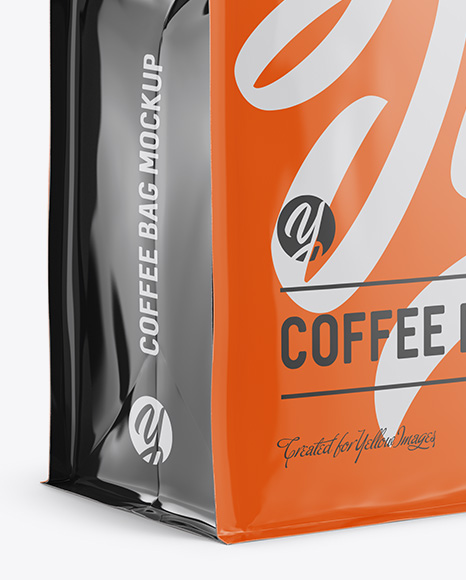 Download Glossy Coffee Bag W A Tin Tie Mockup Halfside View In Pouch Mockups On Yellow Images Object Mockups PSD Mockup Templates