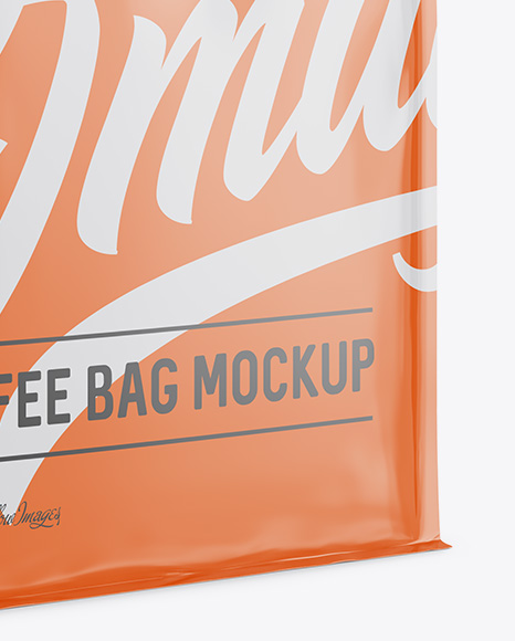 Download Glossy Coffee Bag W A Tin Tie Mockup Halfside View In Pouch Mockups On Yellow Images Object Mockups