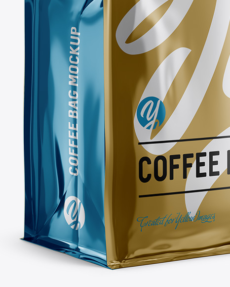 Download Metallic Coffee Bag W A Tin Tie Mockup Halfside View In Pouch Mockups On Yellow Images Object Mockups