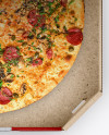 Download Pizza in Half-open Kraft Box Mockup - Top View in Box ...