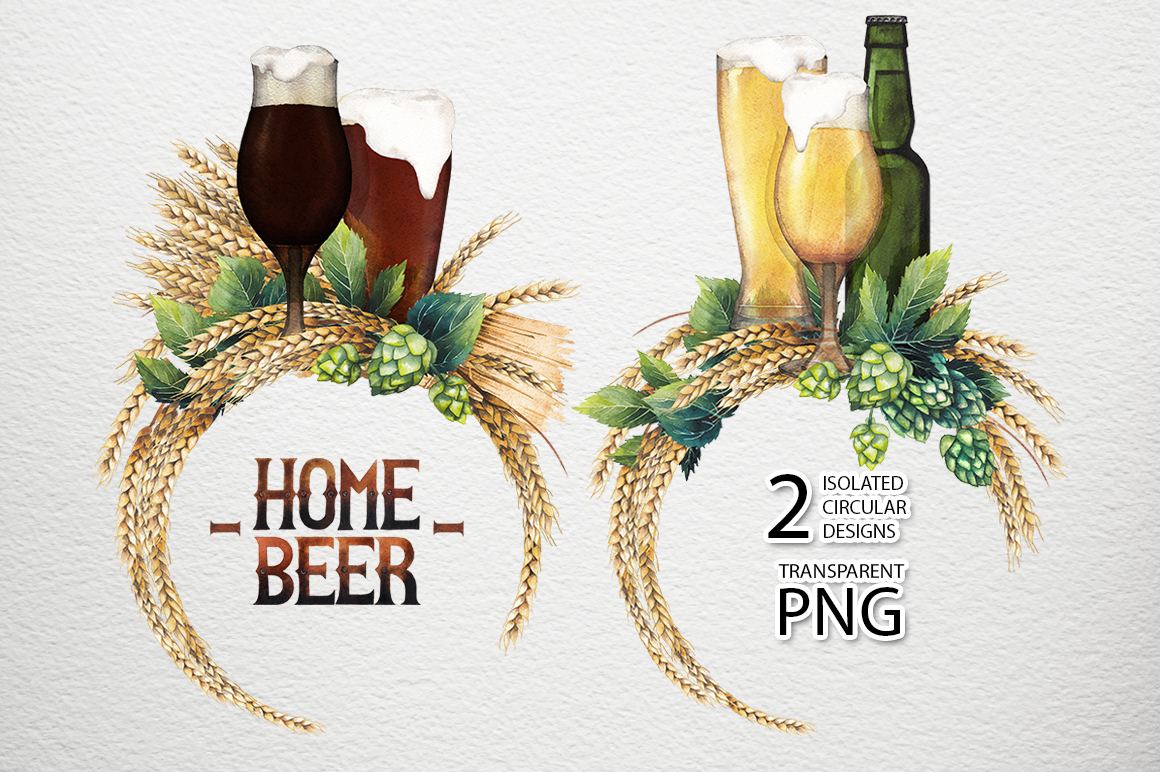 Watercolor Beer Collection On Yellow Images Creative Store 4811