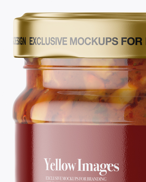 Download Clear Glass Jar With Bruschetta Sauce Mockup In Jar Mockups On Yellow Images Object Mockups Yellowimages Mockups