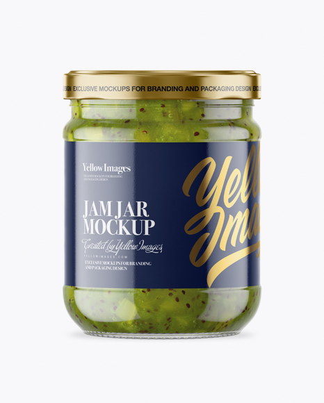 Clear Glass Jar with Kiwi Jam Mockup PSD #2