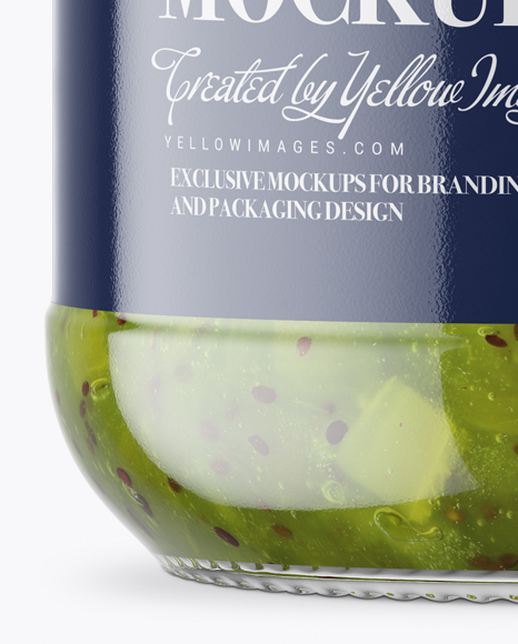 Clear Glass Jar with Kiwi Jam Mockup PSD #7