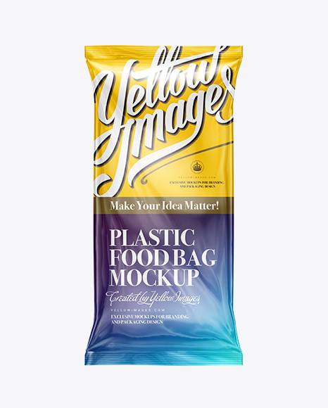 Download Flexible Food Bag Mockup In Flow Pack Mockups On Yellow Images Object Mockups