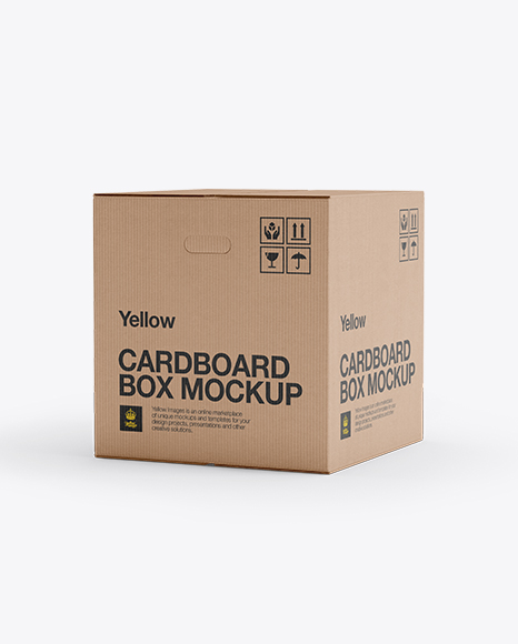 Download Corrugated Box Mockup 25 Angle Front View In Box Mockups On Yellow Images Object Mockups PSD Mockup Templates