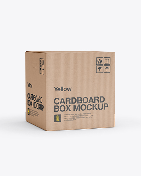 Corrugated Box Mockup 70 Angle Front View In Box Mockups On Yellow Images Object Mockups