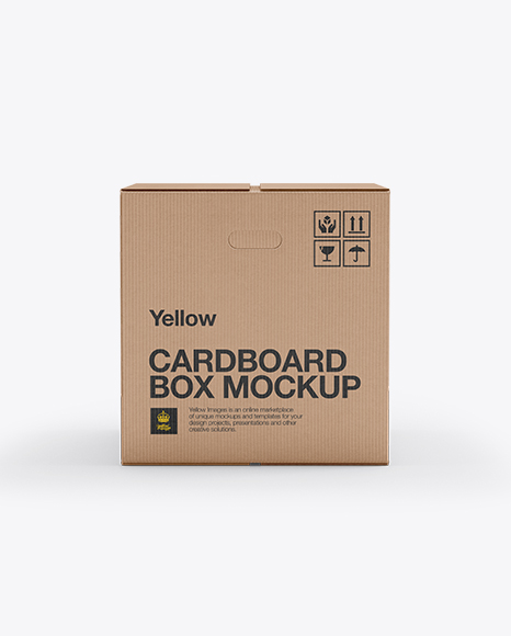 Download Corrugated Box Mockup Front View In Box Mockups On Yellow Images Object Mockups PSD Mockup Templates