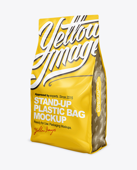 Download 46lb Cat Litter Bag Mock Up Front 3 4 View In Bag Sack Mockups On Yellow Images Object Mockups