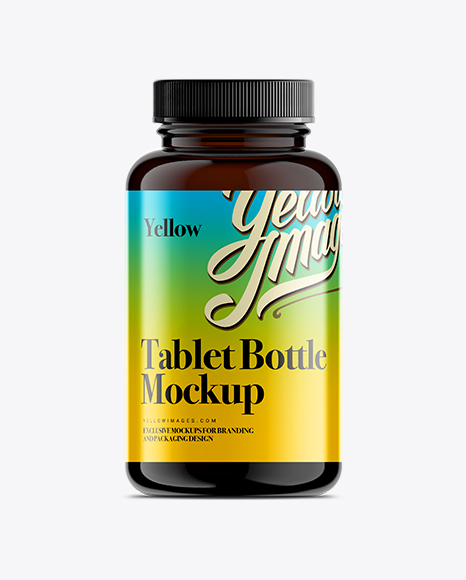 Download Amber Pill Bottle Mock-Up in Bottle Mockups on Yellow ...