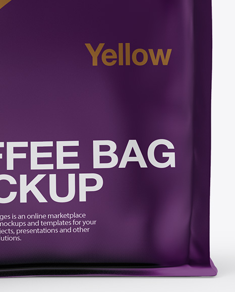 Matte Bag With Kraft Coffee Cup Mockup Front View In Packaging Mockups On Yellow Images Object Mockups