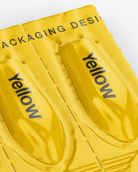 Glossy Suppositories Blister Mockup on Yellow Images Object Mockups