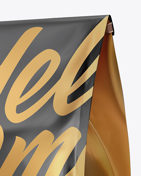 Glossy Bag With A Tin Tie Mockup Half Side View In Bag Sack Mockups On Yellow Images Object Mockups