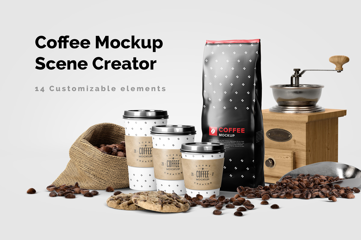 Download Coffee Mockup Scene Creator In Scene Generators On Yellow Images Creative Store