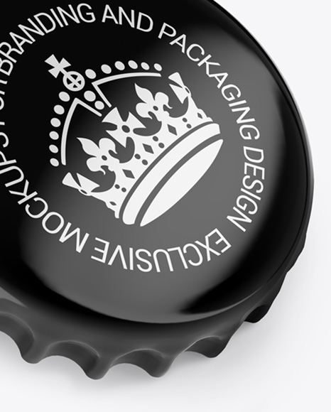 Two Glossy Bottle Caps Mockup Half Side View (High Angle Shot) PSD #1