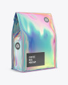 Holographic Foil Coffee Bag w/ a Tin-Tie Mockup - Halfside View