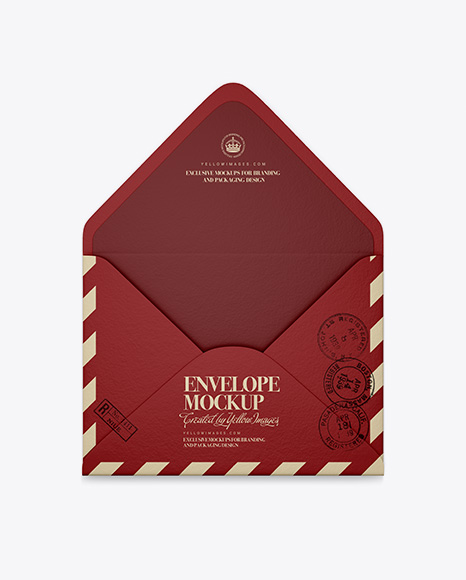 Opened Textured Envelope With Paper Mockup PSD #2