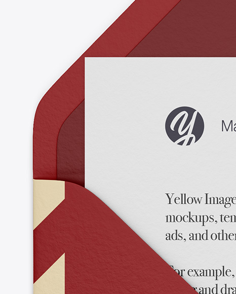 Download Opened Textured Envelope With Paper Mockup In Stationery Mockups On Yellow Images Object Mockups PSD Mockup Templates