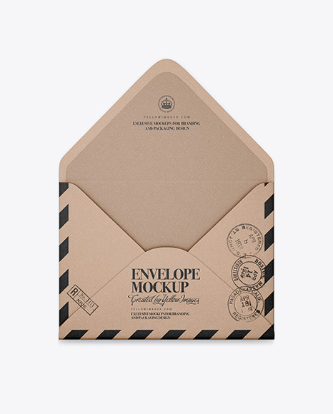 Opened Kraft Envelope With List Mockup In Stationery Mockups On Yellow Images Object Mockups