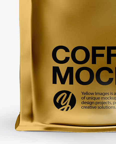 Download Metallic Bag With A Tin Tie Mockup Front View In Bag Sack Mockups On Yellow Images Object Mockups