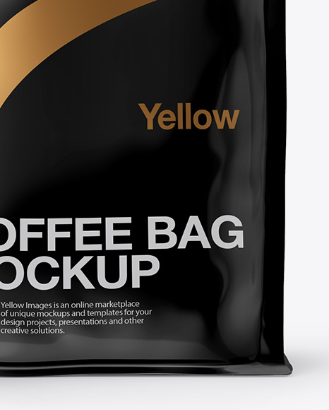 Glossy Bag With A Tin Tie Mockup Front View In Bag Sack Mockups On Yellow Images Object Mockups