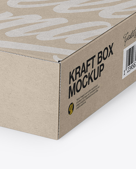 Kraft Box Mockup   Half Side View (High Angle Shot) PSD #1