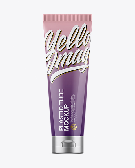 Glossy Plastic Cosmetic Tube Mockup   Front View PSD #2