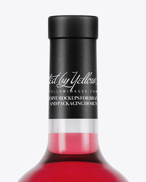 750ml Clear Glass Pink Wine Bottle Mockup PSD #2