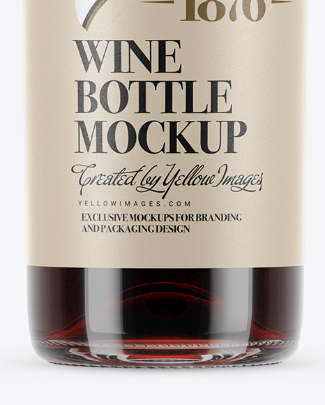 750ml Clear Glass Red Wine Bottle Mockup PSD #1
