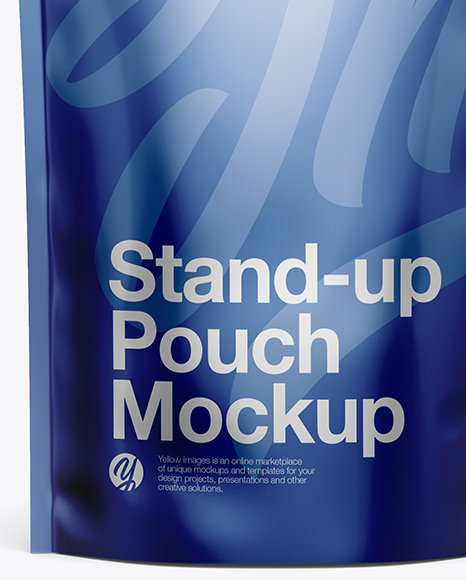 Matte Metallic Stand Up Pouch W Zipper Mockup Front View In Pouch Mockups On Yellow Images Object Mockups