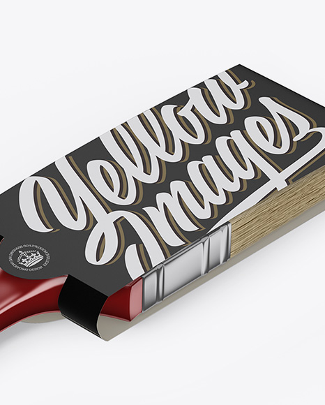 Brush With Metallic Grip & Paper Label Mockup - Half Side View (High