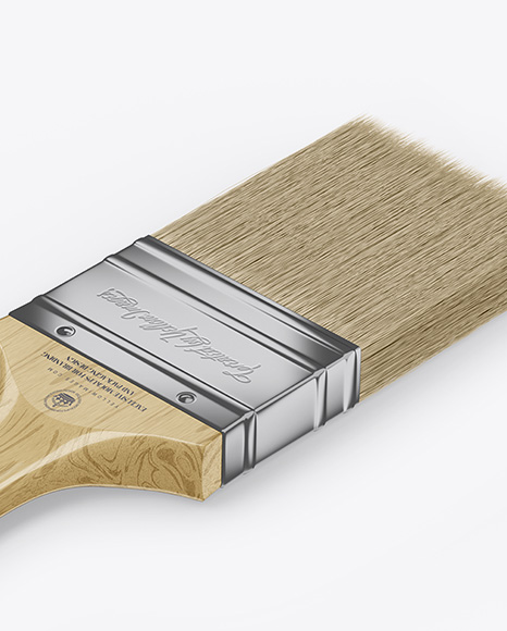 Brush With Wooden Grip & Kraft Label Mockup - Half Side View (High