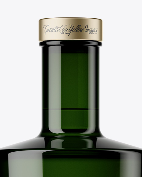 700ml Dark Green Glass Bottle Mockup PSD #2