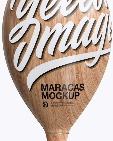 Wooden Maracas Mockup in Object Mockups on Yellow Images Object Mockups