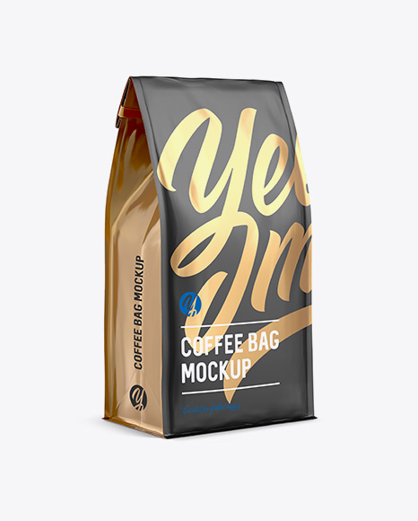 Download Matte Coffee Bag w/ a Tin-Tie Mockup - Halfside View in ...