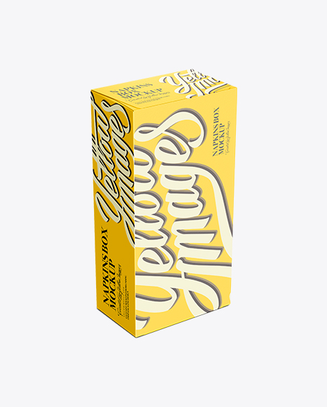 Download Napkin Box With Curve Opening Mockup Vertical Orientation High Angle Shot In Box Mockups On Yellow Images Object Mockups