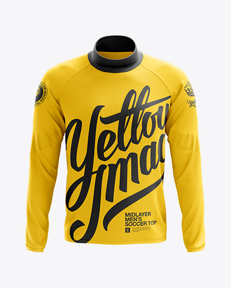 Men S Midlayer Soccer Shirt Mockup Front View In Apparel Mockups On Yellow Images Object Mockups