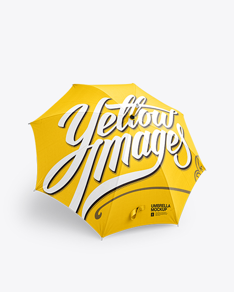 Download Open Umbrella Mockup Front 3 4 View In Apparel Mockups On Yellow Images Object Mockups PSD Mockup Templates