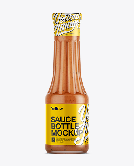 Thousand Island Dressing Bottle Mockup on Yellow Images Object Mockups