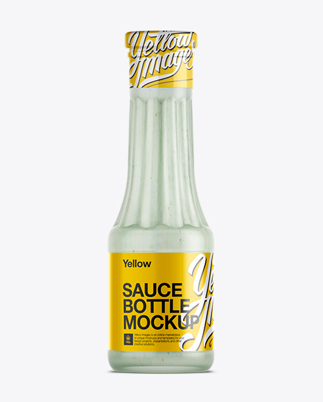 Ranch Dressing Bottle Mockup on Yellow Images Object Mockups