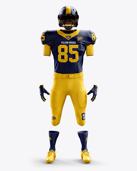 Download American Football Kit Mockup Front View In Apparel Mockups On Yellow Images Object Mockups