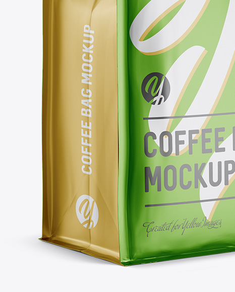 Download Matte Metallic Coffee Bag W A Tin Tie Mockup Halfside View In Pouch Mockups On Yellow Images Object Mockups Yellowimages Mockups