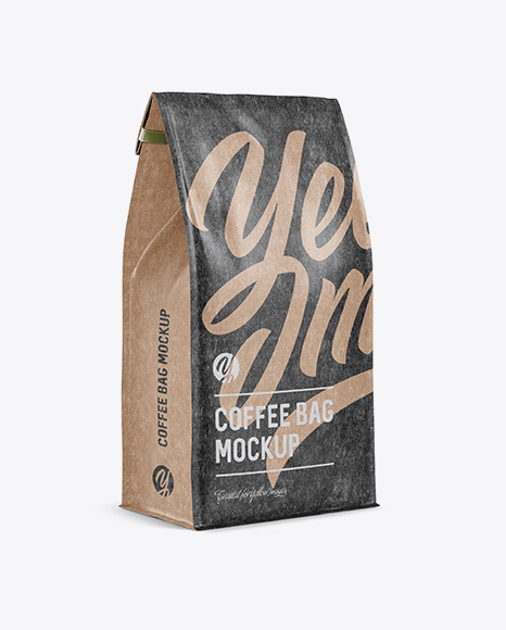 Download Kraft Paper Coffee Bag W A Tin Tie Mockup Halfside View In Pouch Mockups On Yellow Images Object Mockups