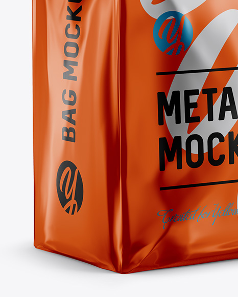 Download Stitched Metallic Bag Mockup - Halfside View in Bag & Sack ...