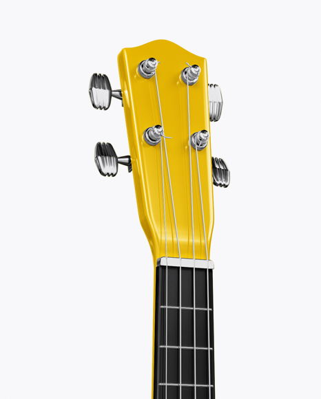 Ukulele Mockup - Half Side View on Yellow Images Object Mockups