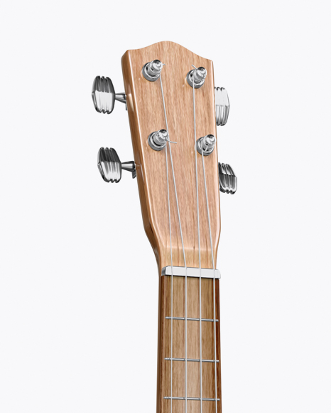 Wooden Ukulele Mockup - Half Side View on Yellow Images Object Mockups