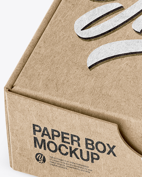 Kraft Paper Box Mockup   Half Side View (High Angle Shot) PSD #2
