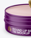 Opened Matte Lip Balm Tin Mockup - Front View (High-Angle Shot) in Can