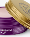 Opened Matte Lip Balm Tin Mockup - Front View (High-Angle Shot)